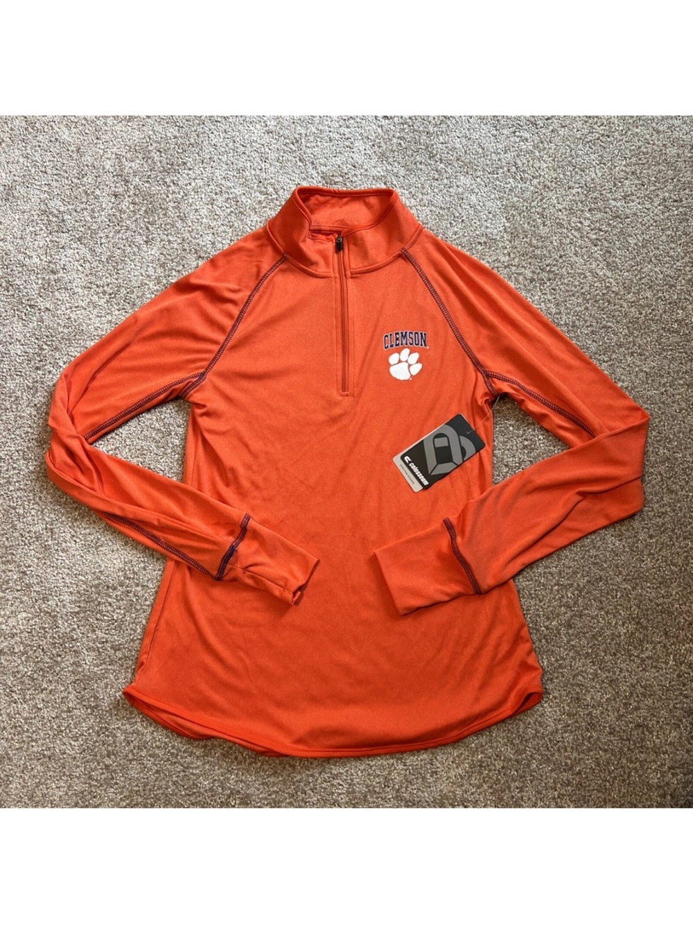 Womens Size Medium Colosseum Clemson Tigers 1/4 Zip Orange NCAA